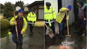 Flooding Minister Kevin 'Boxer' Moran rolls up his sleeves to assist flood stricken Longford family 