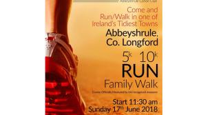 Abbeyshrule 5km/10km run & family walk takes place on Sunday, June 17
