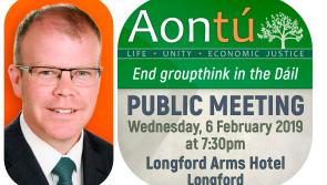 Peadar Tóibín and 'Aontú' to hold public meeting in Longford
