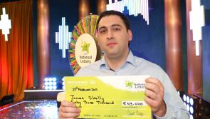 Longford law graduate James Skelly spins the Winning Streak wheel and wins €63,000