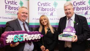 Longford people  show “Flower Power” 
by wearing a purple rose on 65 Roses Day