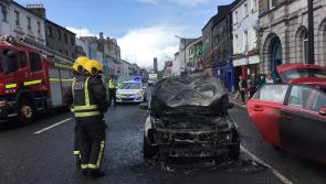 WATCH| Taxi catches fire in Longford town