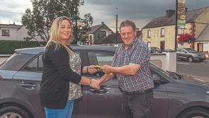 Lucky winner of the Lanesboro Ballyleague Credit Union draw presented with new car