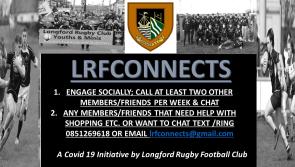 Longford rugby club launches LRFConnects Covid-19 initiative