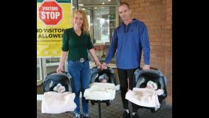 Triple joy for Longford couple as triplets are brought home after nine weeks in intensive care