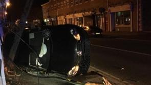 Gardaí arrest driver of flipped car who was NINE times over legal alcohol limit