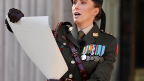 WATCH | Longford's Captain Marie Carrigy reads Proclamation outside GPO during Easter 1916 Rising commemoration