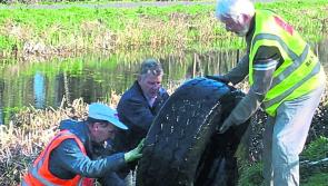 Longford Tidy Towns volunteers remove 'whopper' of a tyre and shopping trolleys from Royal Canal 