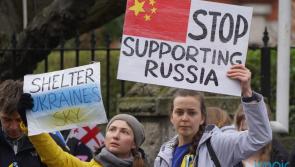 'Choose the side of good' - Ukrainian nationals gather outside Chinese Embassy in Dublin