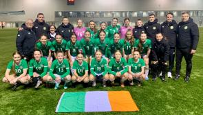Longford’s Michaela Hand in action for Ireland U-16 soccer side
