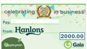 Hanlons celebrates their 20th year in business with €10,000 cash giveaway