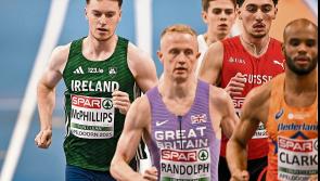 Longford’s Cian McPhillips advances after dramatic 800m at European Indoor Athletics Championships
