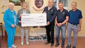 Longford Vintage Club make €1,000 cheque presentation to Hospice  Homecare after show