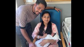 Proud Midlands parents celebrating after baby arrives on New Year's Day at Portiuncula University Hospital