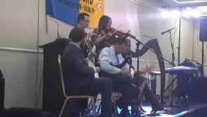 WATCH: Lanesboro's Pádraig Donlon plays uilleann pipes during 64th Longford Association in Dublin gala awards