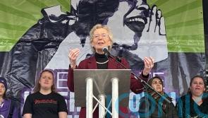 Former Irish president condemns US &lsquo;attacks on truth&rsquo; during women&rsquo;s day rally