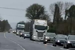 WATCH: Slow-moving Longford fuel protest and convoy of around 100 vehicles today on the N5
