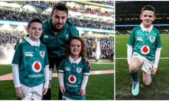 PICTURES | Dream comes true as Longford boy teams up with his Irish rugby heroes as mascot