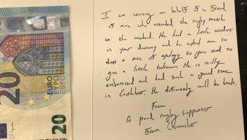 Irish jeweller gets 'lovely' note from rugby fan who was sick in doorway