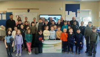 Lovely gesture: Streete Wildlife Club presents cheque for &euro;4,000 to local national school