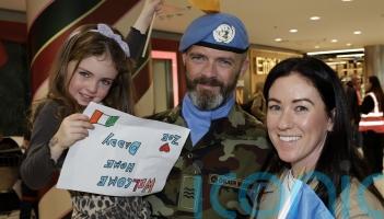Tears of joy and singing greet Irish peacekeepers returning from Lebanon