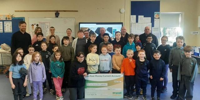 Lovely gesture: Streete Wildlife Club presents cheque for &euro;4,000 to local national school