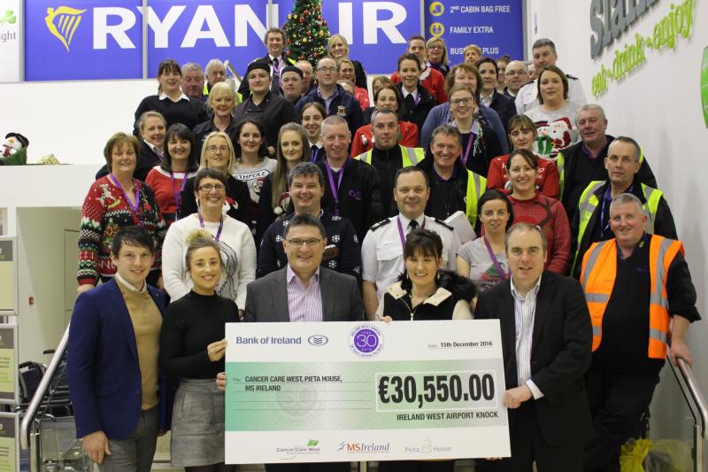 Ireland West Airport staff raise over €30,000 for three Irish charities 