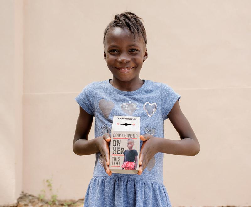 Kumba (7) from Sierra Leone appears on this Lent's Trocaire Box.