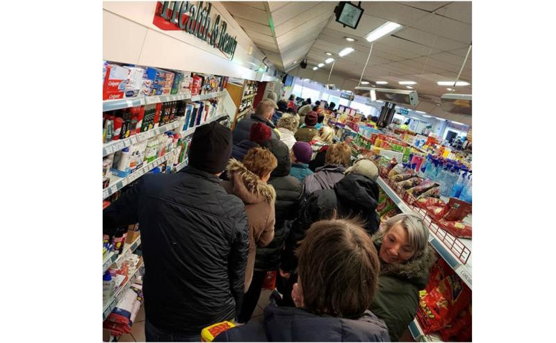 Shopping mania hits Longford: Lengthy queues in Kane's Costcutter, Edgeworthstown as people stock up on essential supplies