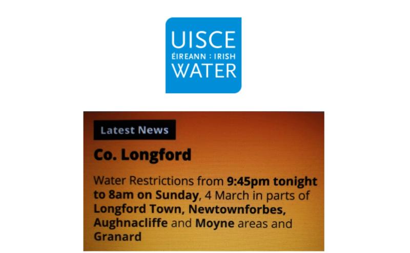 Irish Water has placed water restrictions on numerous locations across County Longford 