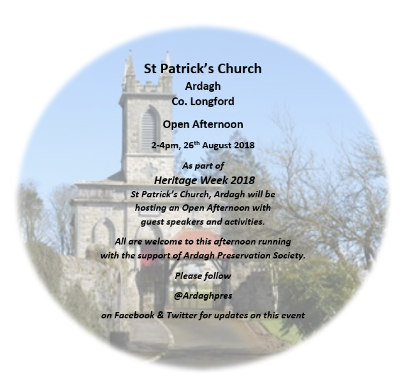 Open Afternoon at St Patrick’s Church, Ardagh as part of National Heritage Week