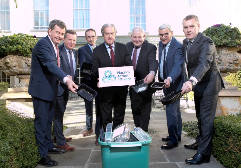 (L:R) Paddy Callaghan founder of Nature’s Best (prepared salads); John Walsh, Irish Country Meats (lamb); David Keeling ,Managing Director, Keelings Retail (fruit) Aidan Cotter, Chair of the project a