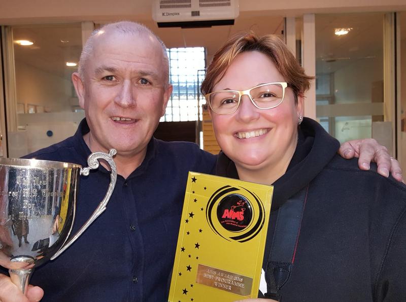 Michelle (R) pictured with Longford Leader sports editor 'Punter' O'Brien