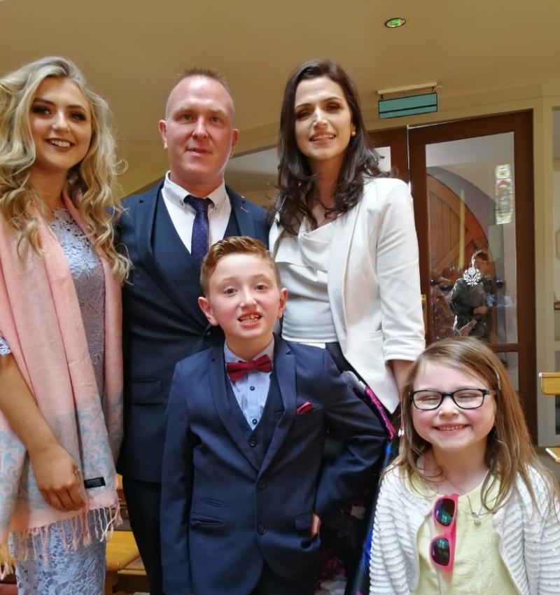 Right: Nicky (back right) with her husband Padraig and three children, Gavin, Shauna and Leanne