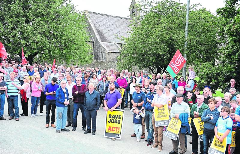 United front: Political representatives rally in Lanesboro in  support of Bord na Móna workers out of jobs