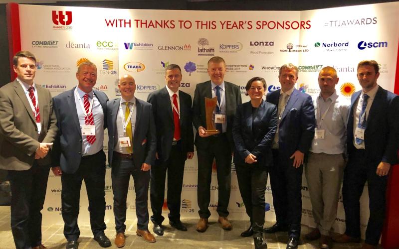 Pictured at the awards representing Glennon Brothers from left to right : Gary Neville, Gary Sowerby, Paul Treacy, Pat Glennon, Scott Shiells, Zoe Lyons (guest speaker), Mike Glennon, Damien Cross and