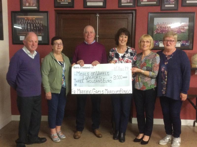 L to R- Adrian Lennon, Betty Creegan, Brendan Corrigan, Elaine Keogh (Manager and representing Meals on Wheels), Bridie Reilly and Patsy Higgins