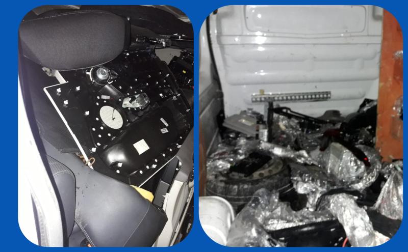 Gardaí targeting organised criminal gang seize two vans and recover €30,000 of stolen car parts in midlands raid