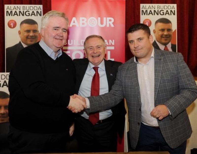 Labour Candidate Alan Mangan with Willie Penrose and Brendan Howlin