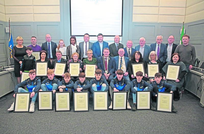 Award winners from Longford Community Games who were honoured at a Civic Reception in Longford County Council headquarters