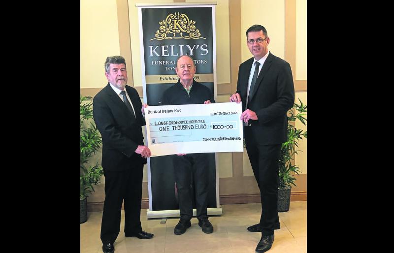 Kelly's Funeral Directors present €1,000 to Longford Hospice Homecare 
