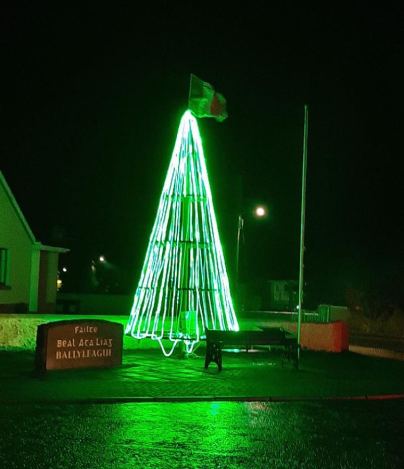 Ballyleague buck trend with St Patrick’s lights decoration 