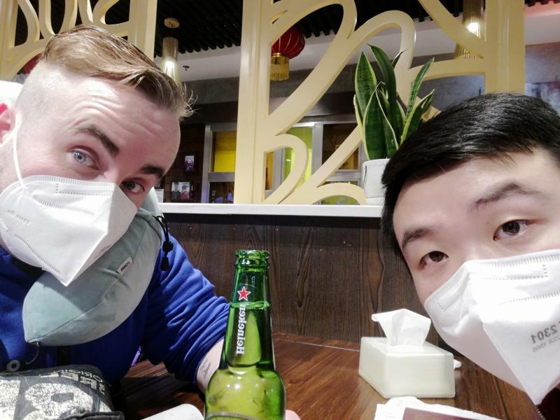 Christopher (left) and his partner keep occupied 