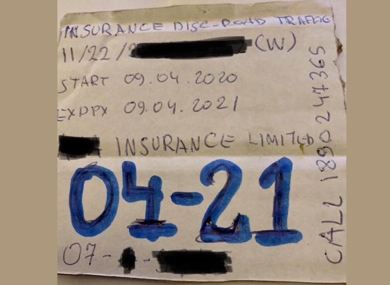 Motorist faces prosecution over ‘homemade’ insurance disc made during lockdown