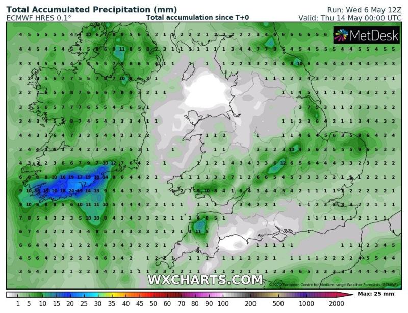 Would you like to see some rainfall? Well, there's not a lot coming over the next few days...