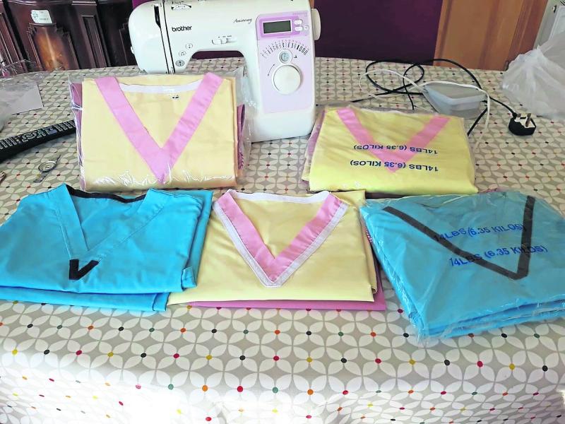 Longford ICA members sewing scrubs for frontline workers