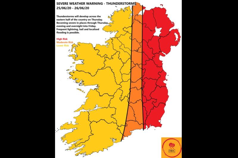 WEATHER ALERT | Risk of thunderstorms in parts of Longford on Thursday afternoon