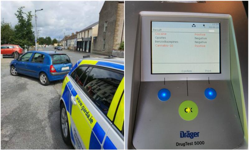 Longford gardaí arrest driver for drug driving and having no licence or insurance