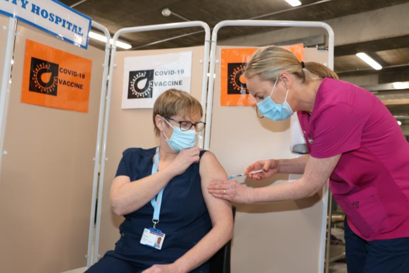 Leitrim nurse administers first dose of Pfizer BioNTech COVID-19 vaccine at Sligo University Hospital