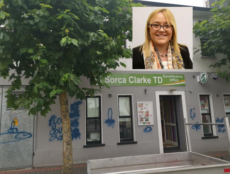 Sinn Féin TD Sorca Clarke angered by vulgar and intimidating graffiti attack on constituency office 